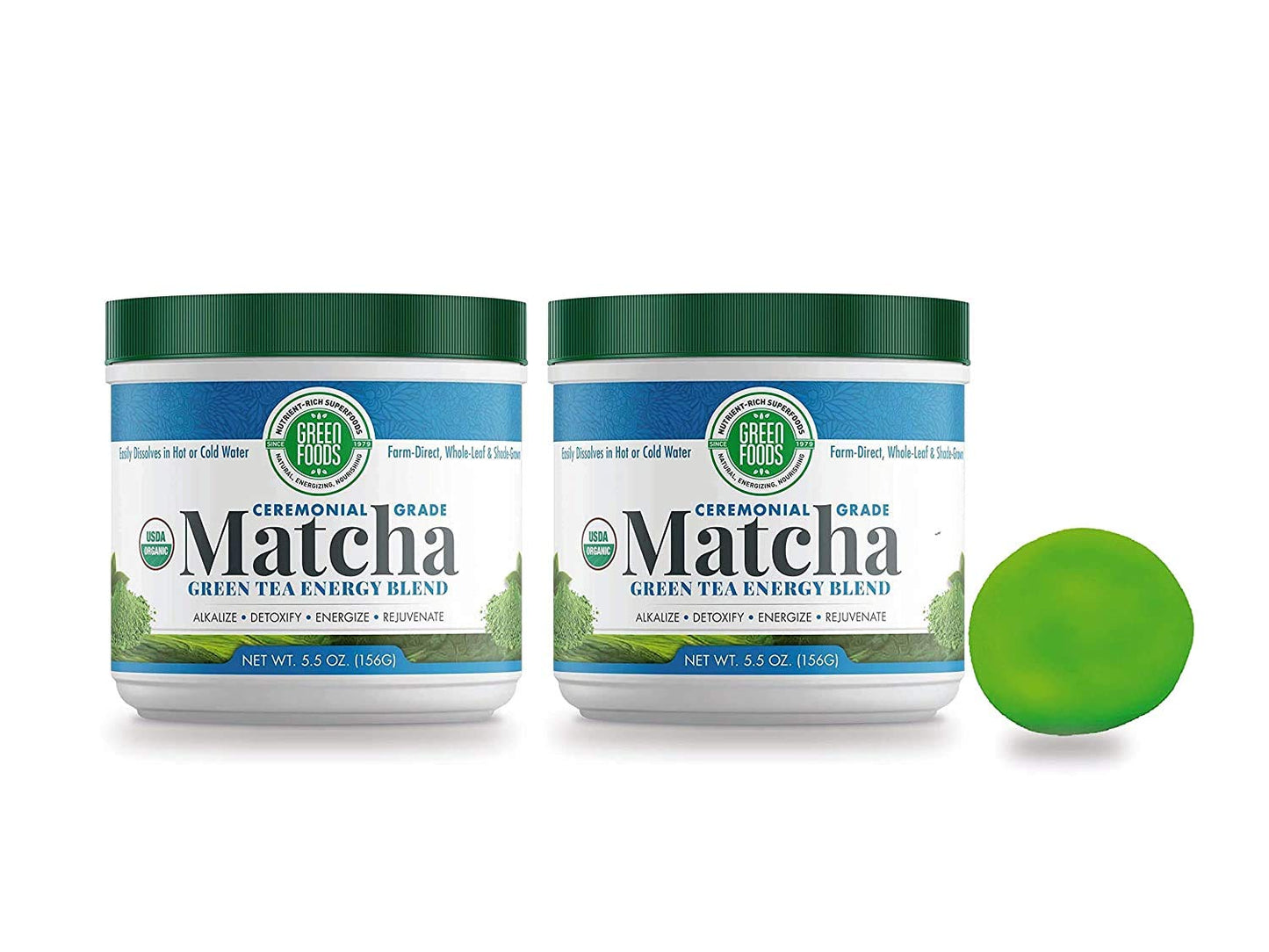 Green Foods Organic Matcha Green Tea Powder - Antioxidants And Energy - 2 Pack Of 5.5Oz  11 Oz Total With 60 Servings + Stress Ball