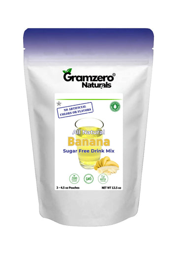 Gramzero All Natural Banana Zero Calorie Sugar Free Drink Mix, Great For Nutrition Club Loaded Tea, Stevia Sweetened