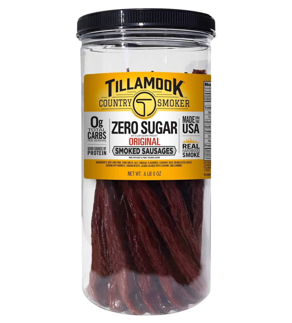 TILLAMOOK COUNTRY SMOKER Keto Friendly Smoked Sausages, Zero Sugar, 12 Ounce Jar, 17 Count