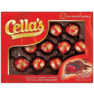 Cella'S Milk Chocolate Foil Wrapped Cherries 12 Count Gift Box
