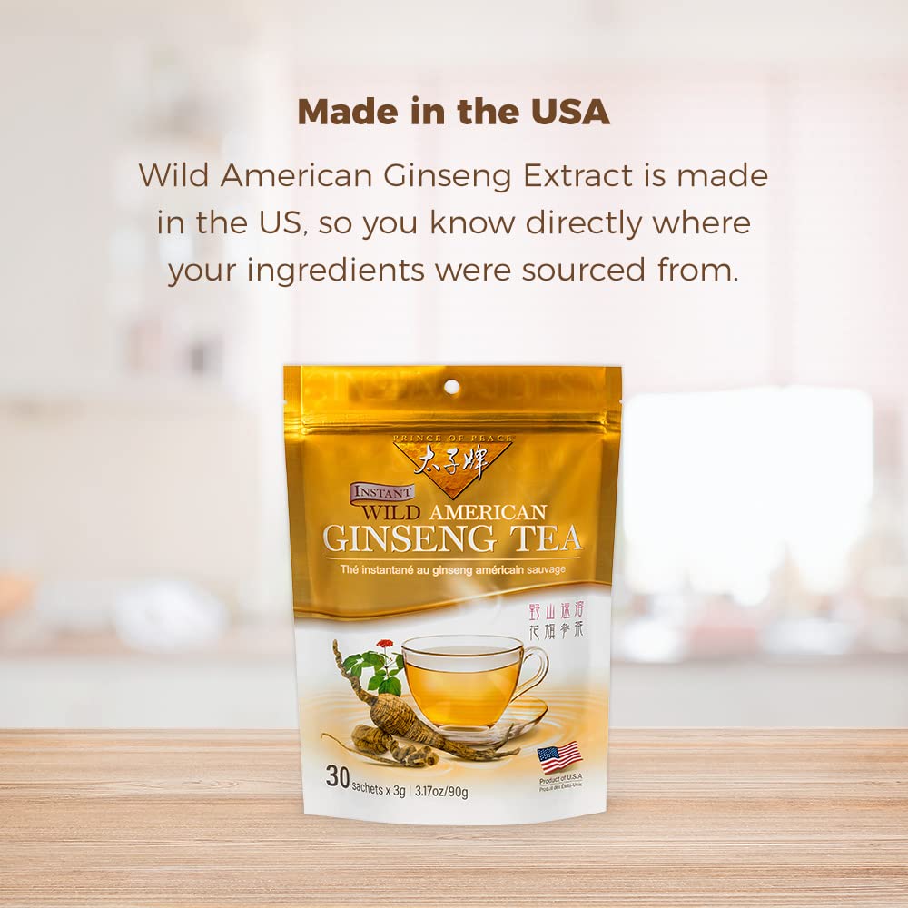 Prince Of Peace Instant Wild American Ginseng Tea, Caffeine-Free, 30 Sachets