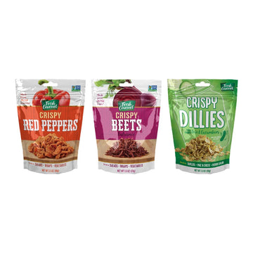 Fresh Gourmet Variety Pack - Includes 3.5 oz Crispy Balsamic Beets, 3.5 oz Crispy Red Peppers, and 3.5 oz Pickle-Flavored Crispy