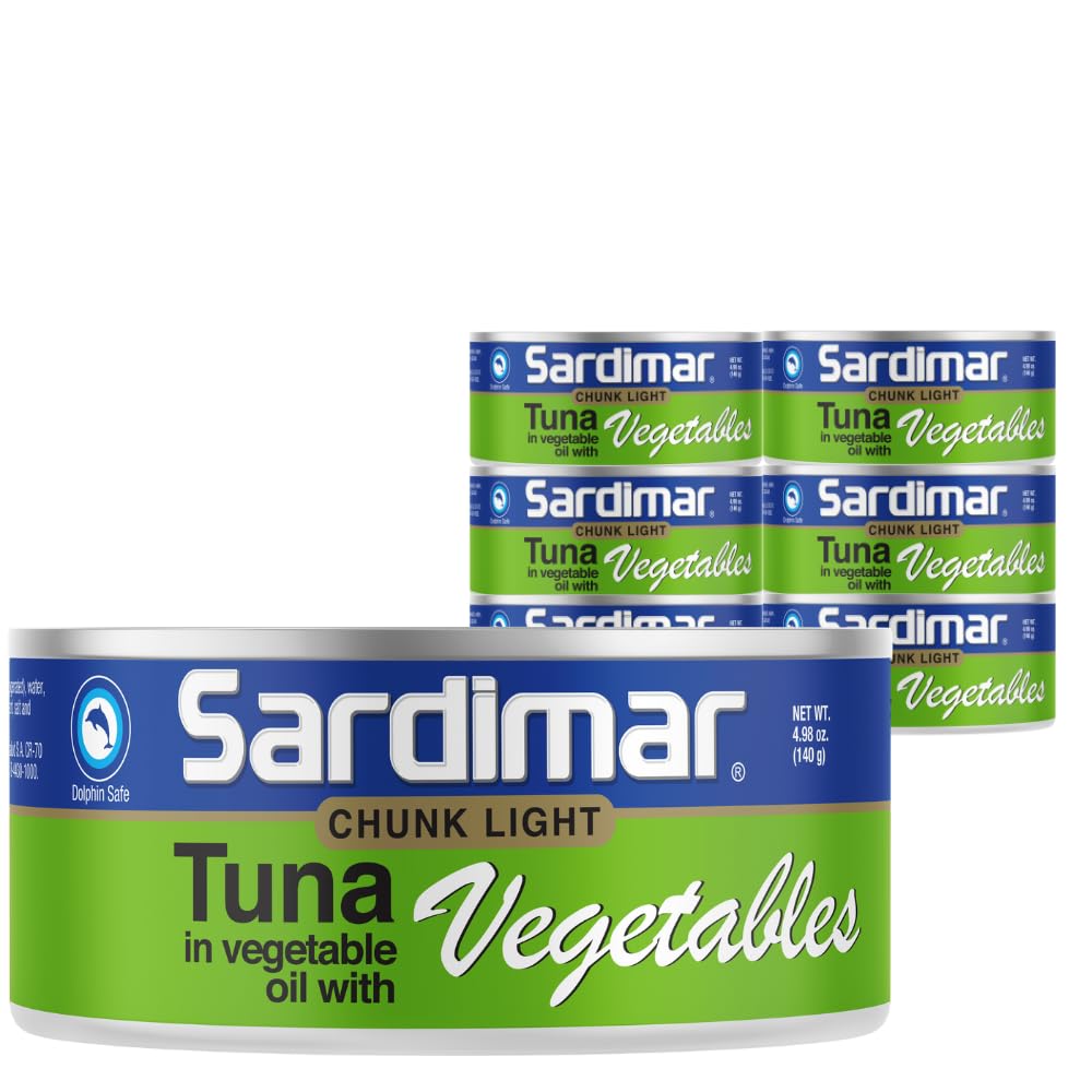 Sardimar Chunk Light Tuna with Vegetables - Pack of 6, 4.94 Ounces Each