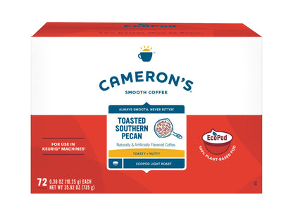 Camerons Coffee Single Serve Pods, Flavored, Toasted Southern Pecan, 72 Count (Pack of 1)
