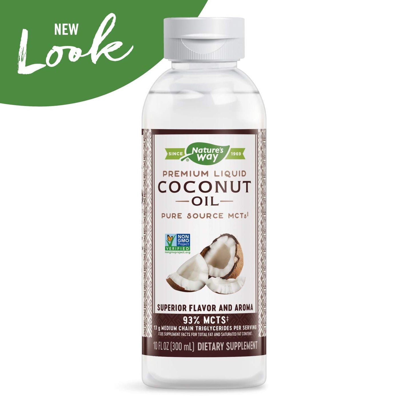 Natures Way Premium Liquid Coconut Oil, Cold Pressed, 10 Fl Oz, Clear, Model 10081