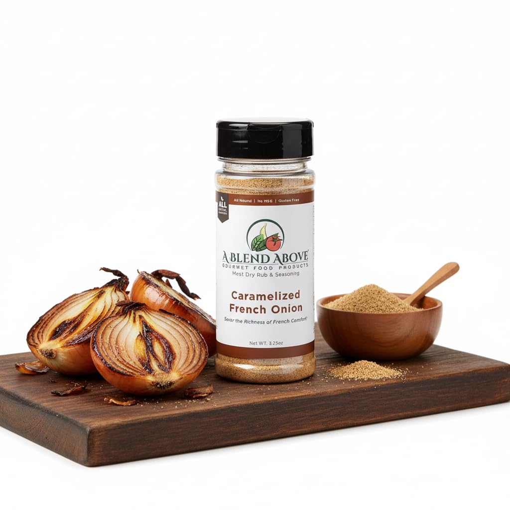 A Blend Above Caramelized French Onion Dry Rub & Seasoning - Savory Onion Flavor, All Natural, No MSG, Gluten Free, 3.25 oz