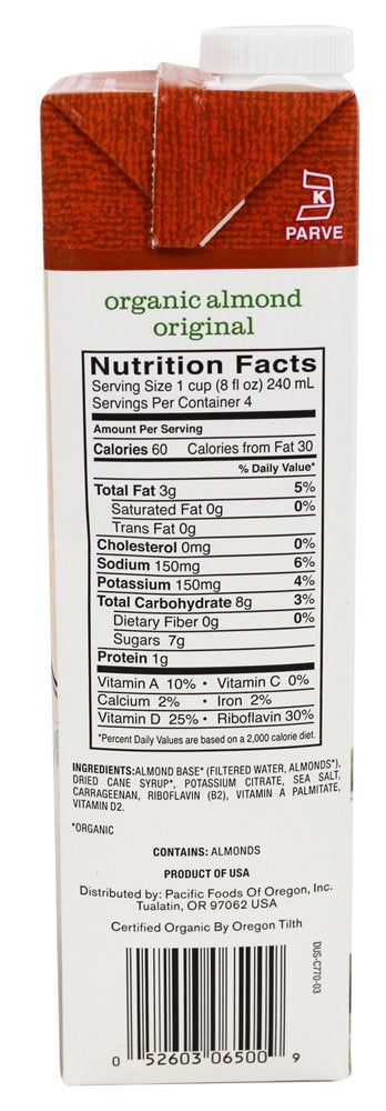 Pacific Organic Almond Milk, 32-Ounce Containers (Pack Of 12)
