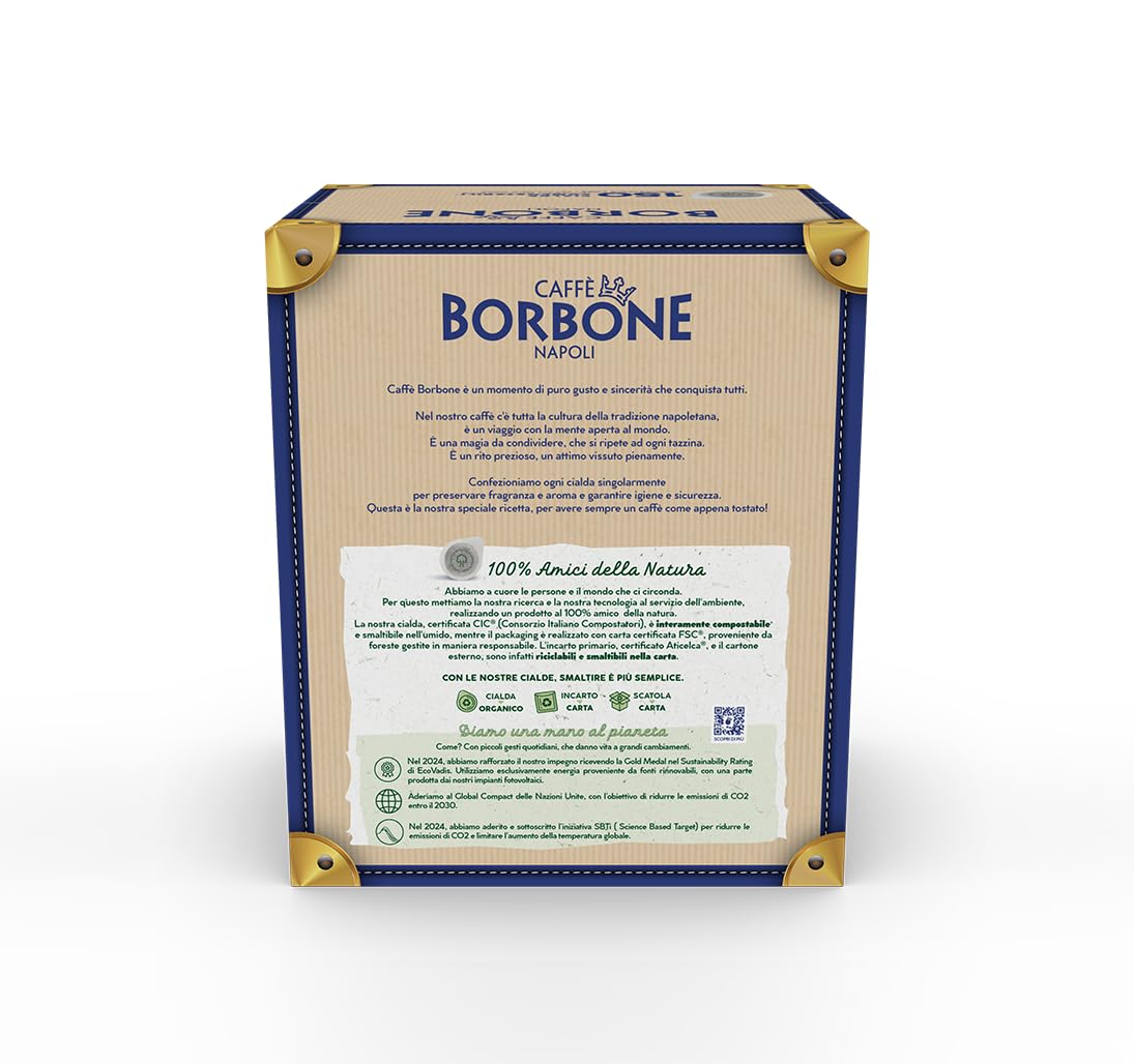 Caffe Borbone Espresso Paper Pods, Red Blend, Strong And Creamy, Medium Roast Ese Pods, Authentic Italian Espresso - 150 Count