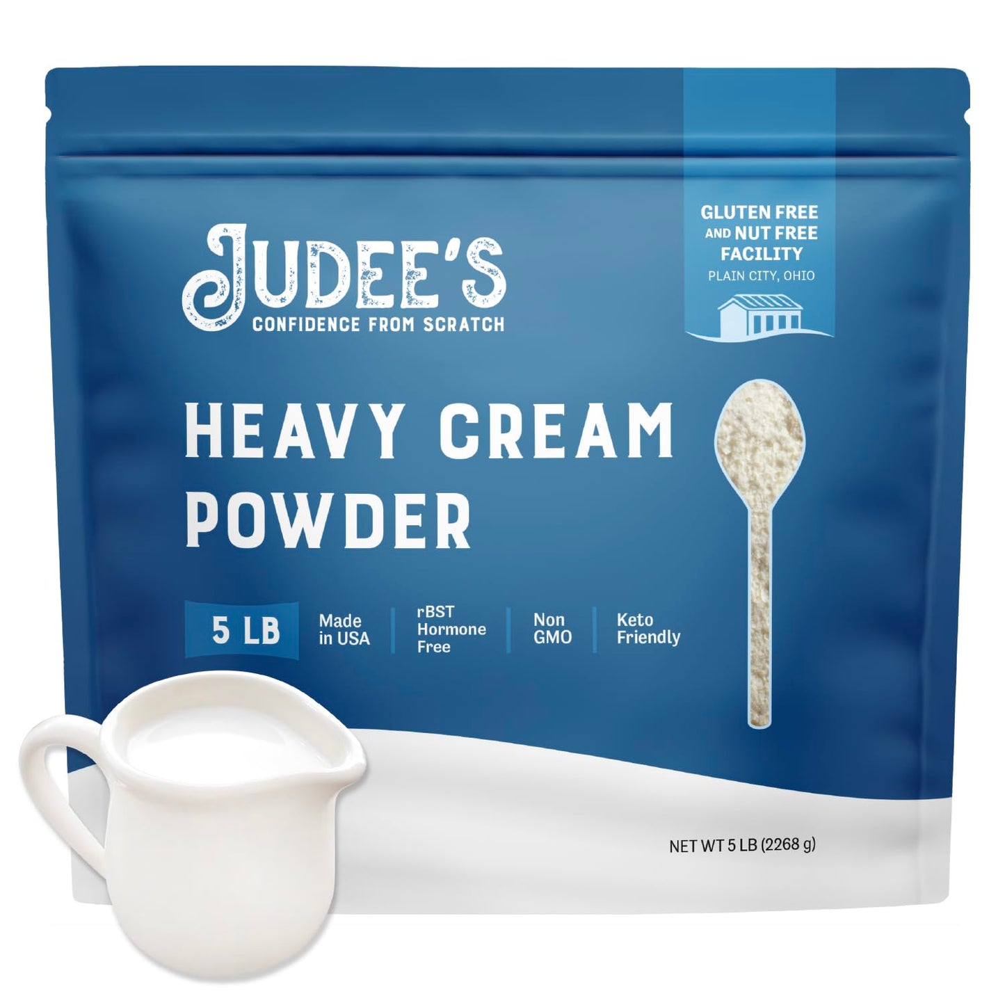 Judee s Gluten Free Heavy Cream Powder - Keto-Friendly Powdered Coffee Creamer - Shelf-Stable Powdered Creamer for Sauces & Soups - Whippable Mix for Fresh Whipped Cream - 5 Pound - Pack of 1