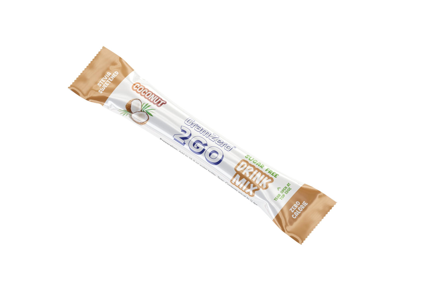 Gramzero 2Go Sticks - Coconut, Zero Calorie Sugar Free Drink Mix, Stevia Sweetened, Great For Nutrition Club Loaded Tea To Go Ki