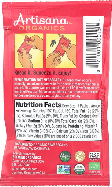 Artisana Pecan Raw Squeeze Pack, 1.06 Oz