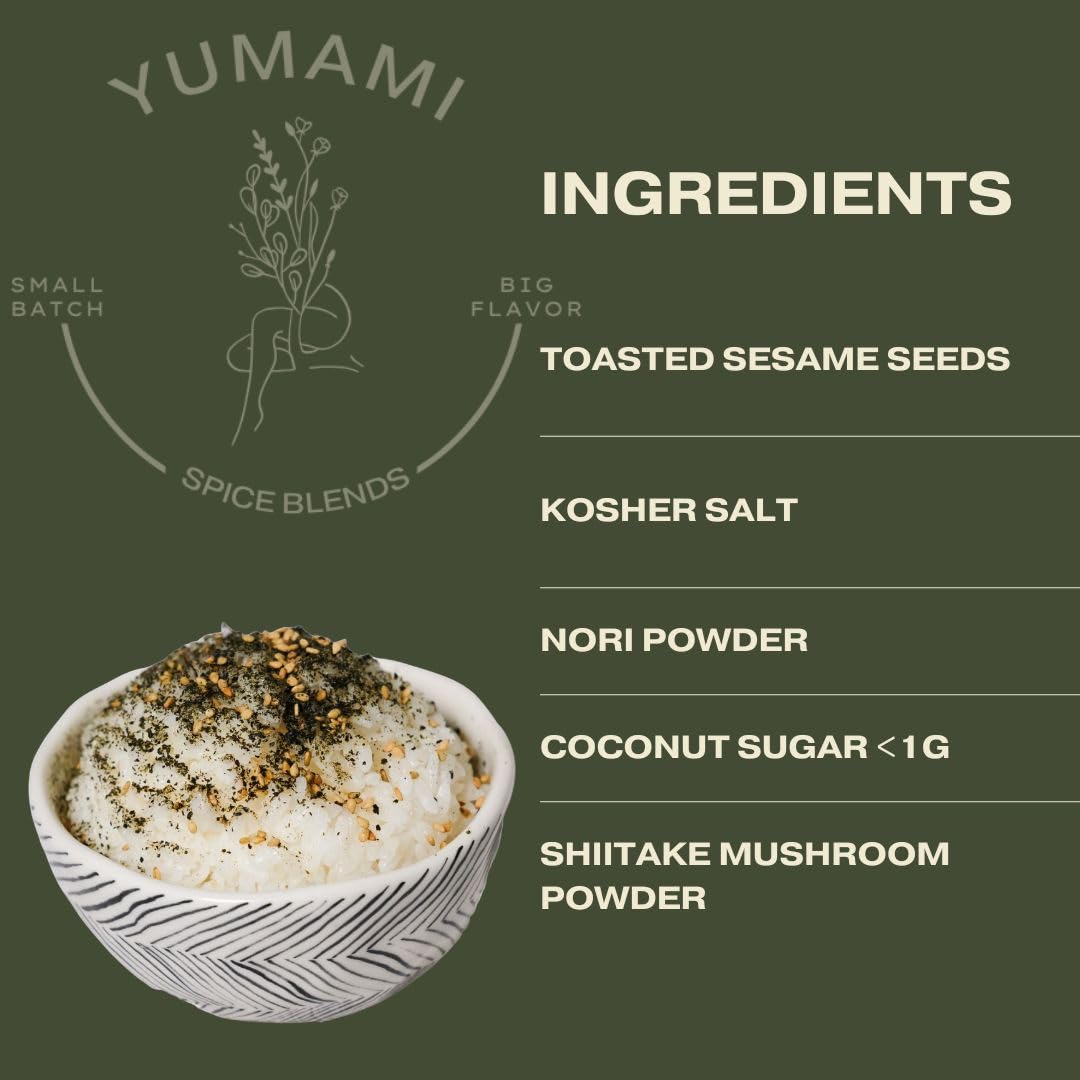 YUMAMI Japanese Furikake Seasoning, Savory Umami Blend with Nori & Shiitake, Gluten-Free, 4.8oz
