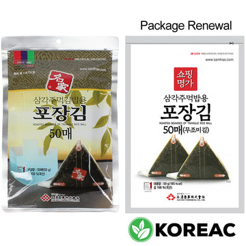 Koreac_ Myungga [50 Sheets] Seaweed Wrappers For Triangular Onigiri Rice Ball (50Sheets)