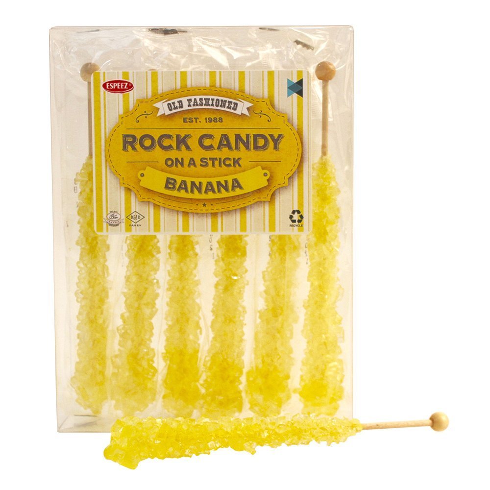 Espeez Extra Large Yellow Rock Candy Sticks - 6 Individually Wrapped for Party Favors & Candy Buffets