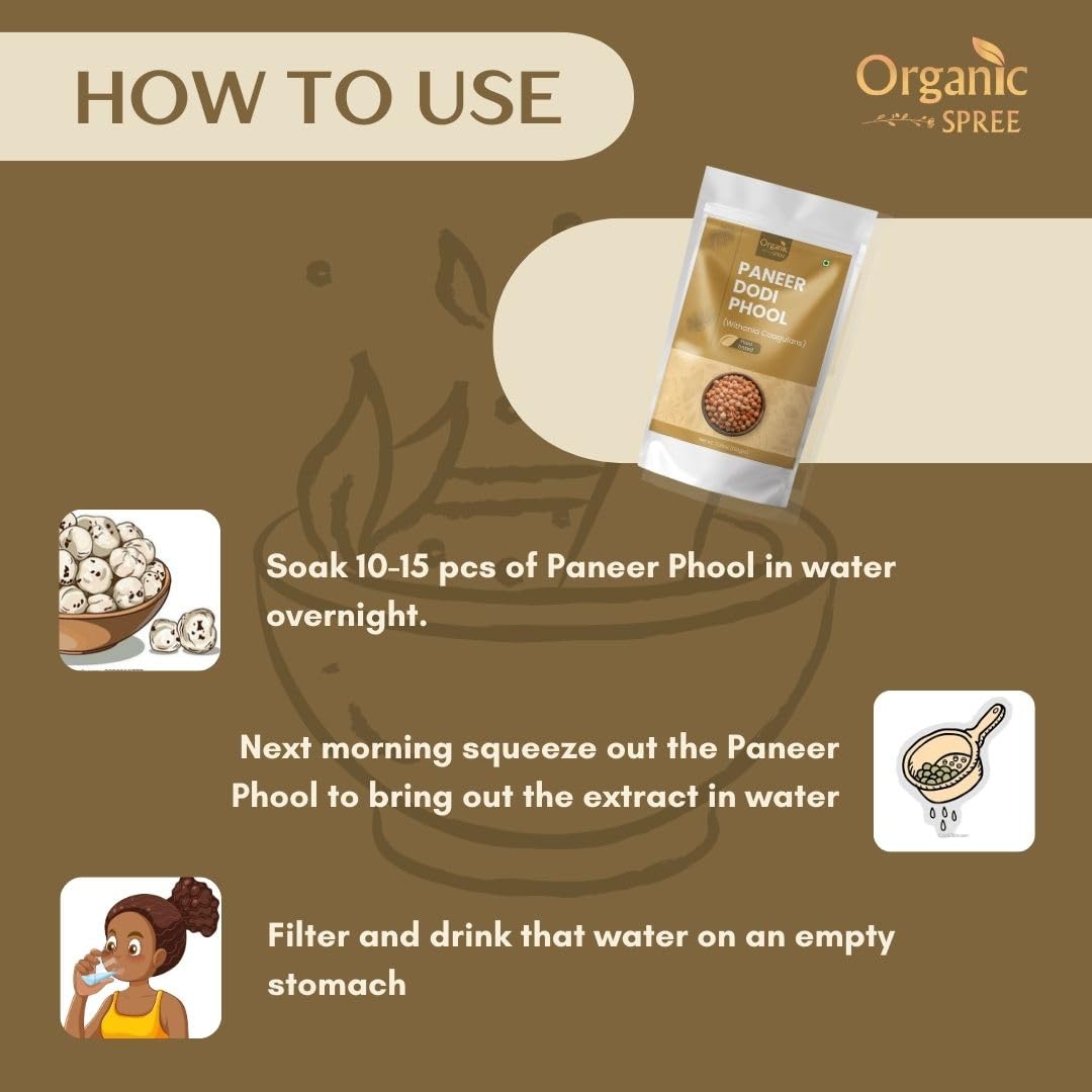 Organic Spree Paneer Dodi Phool 150Gm (5.3Oz) Withania Coagulans - Pure And Natural Indian Rennet
