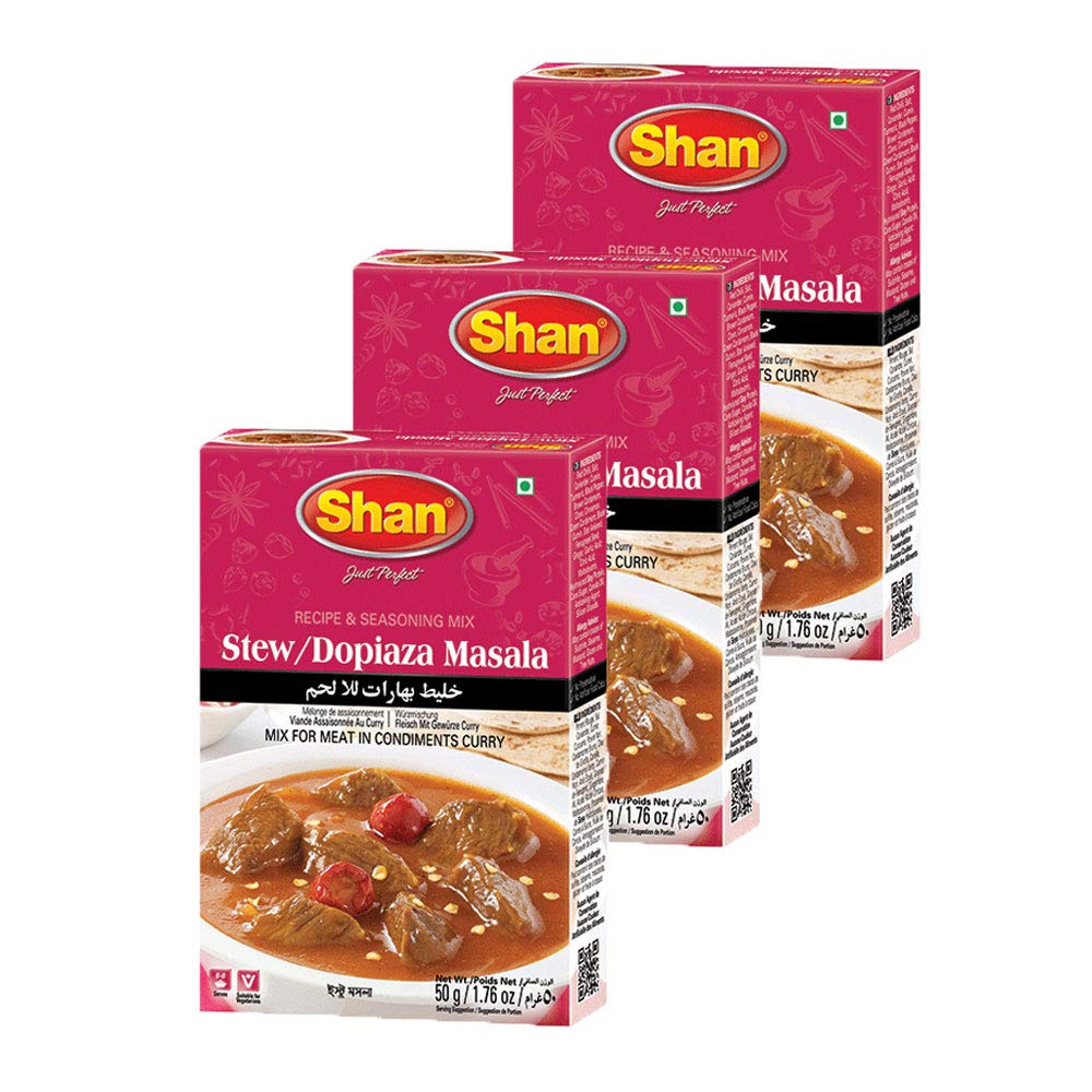Shan Stew/Dopiaza Recipe & Seasoning Mix, Authentic Indian Spices, 1.76 oz (Pack of 3)