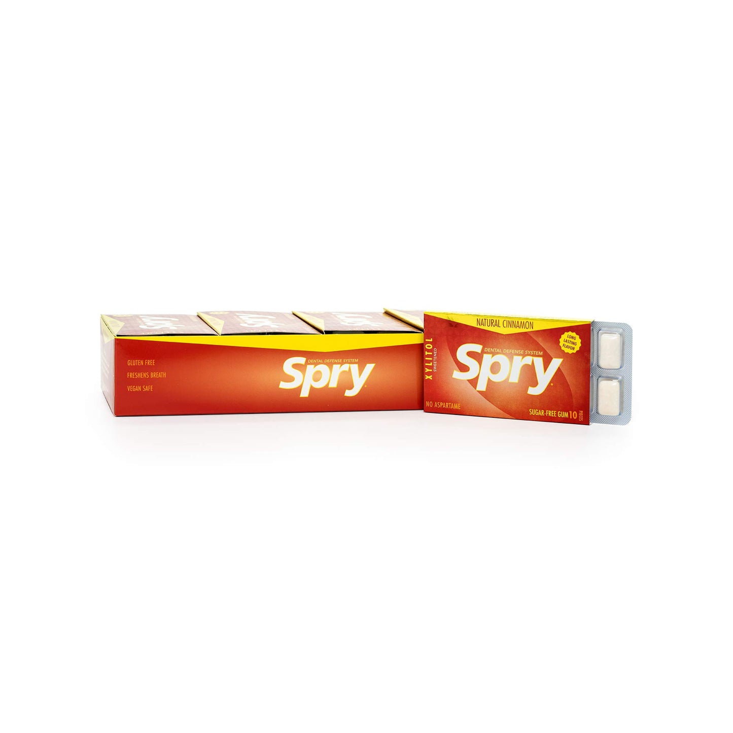 Spry Fresh Natural Xylitol Chewing Gum Dental Defense System Aspartame-Free Sugar Free Gum (Cinnamon, 10 Count Blister Cards - Pack Of 20)