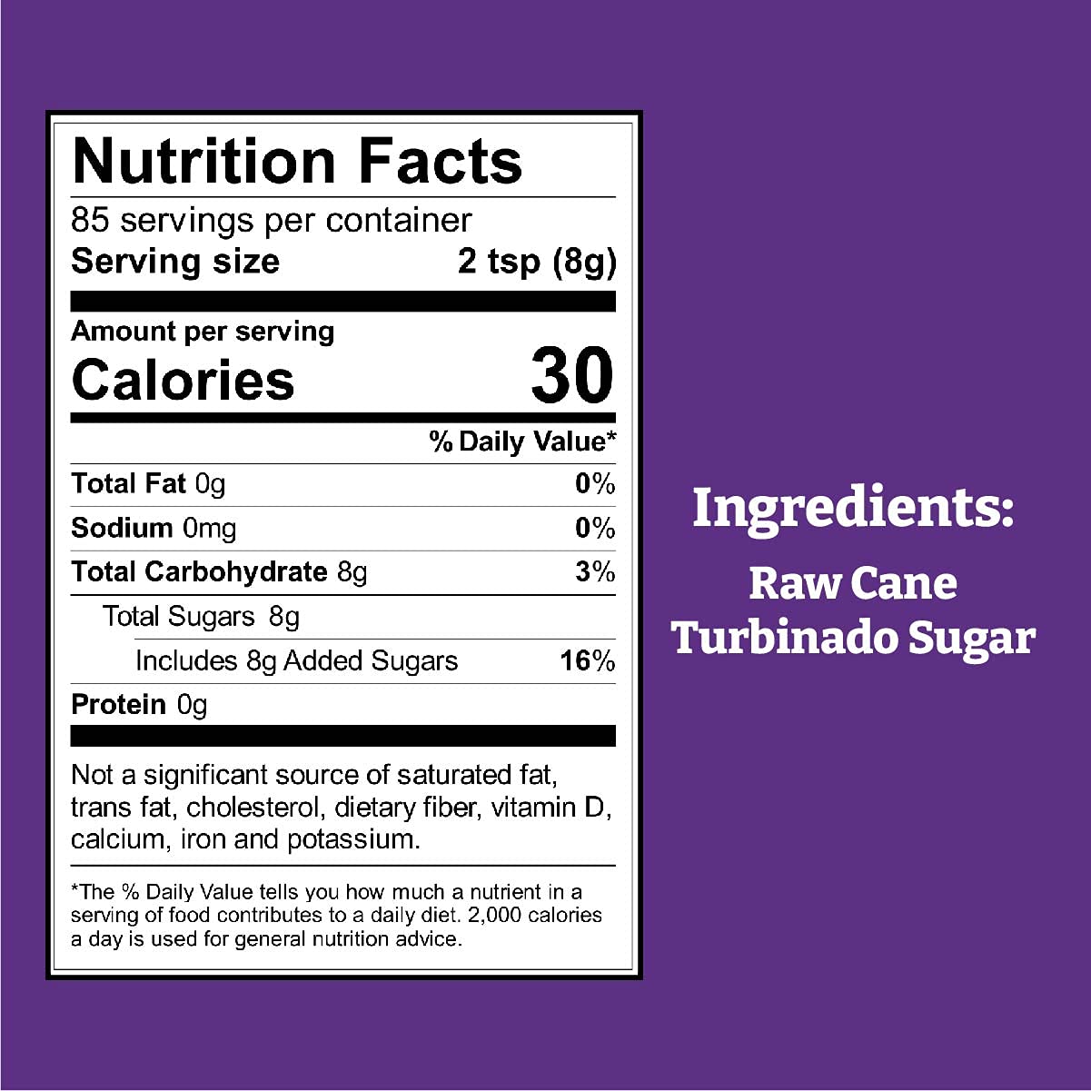 Wholesome Sweeteners Raw Cane Fair Trade Unrefined Non Gmo Gluten Free 1.5 Pound Pack Of, Natural Turbinado Sugar, 288 Ounce, (P