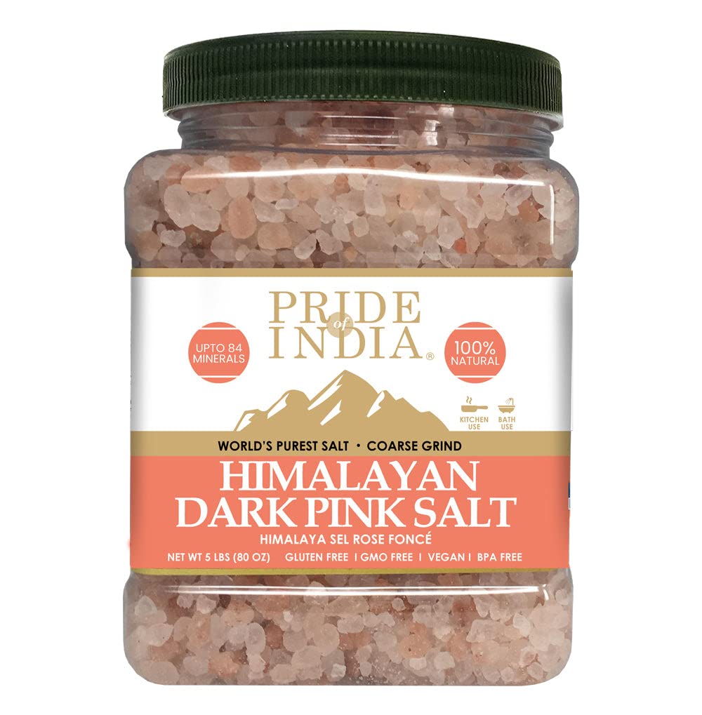 Pride Of India Himalayan Rock Salt - Pure Pink Salt Coarse Grind - 80 Ounce Jar