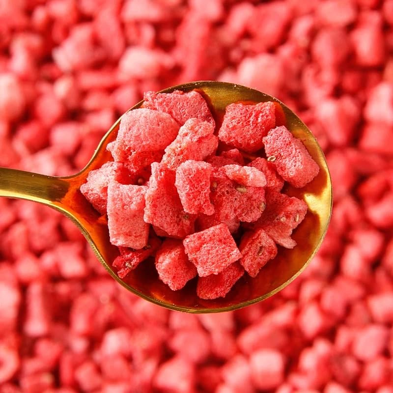 WEIJUEJIYI Frozen dried strawberries, 100% natural dehydrated strawberry slices(5  5cm),vegetarian snack, gluten-free, suitable