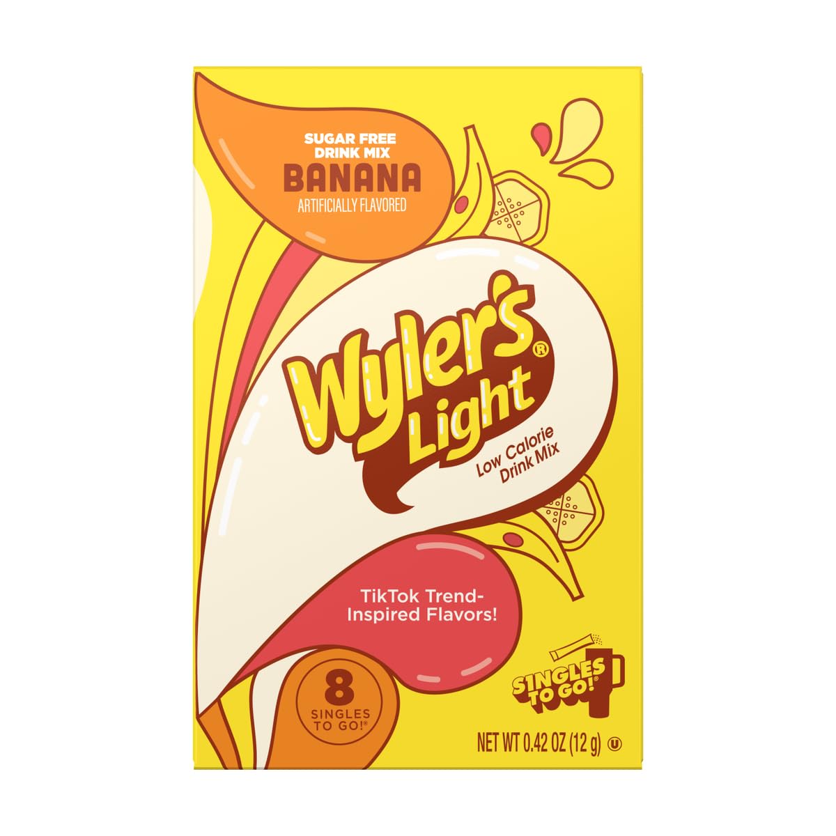 Wyler'S Light Banana Singles To Go - Pack Of 3 - Powdered Drink Mix - Low Calorie - Sugar Free - 8 Count Boxes - 24 Servings