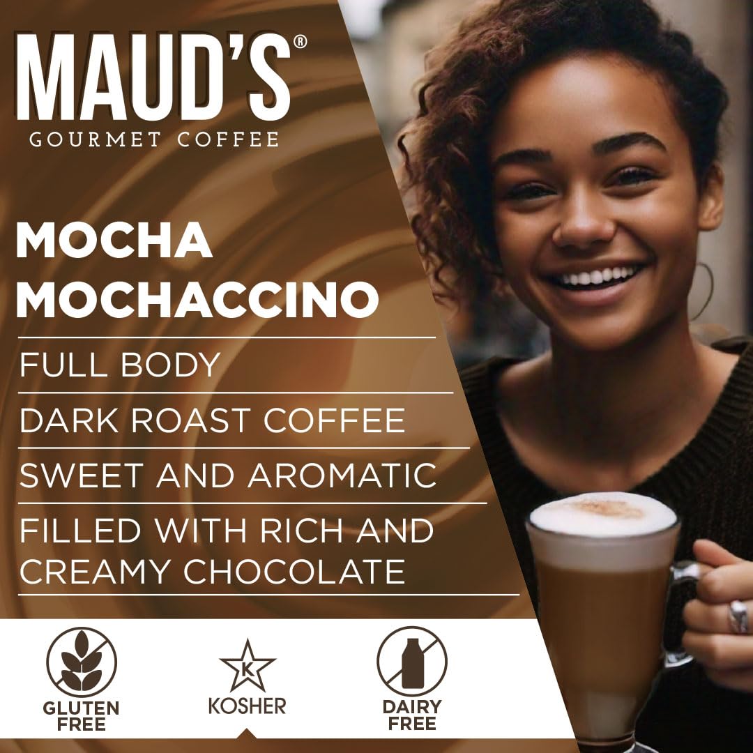 Maud'S Chocolate Mocha Cappuccino Coffee Pods, 50 Ct | Mochaccino Mocha Flavor | 100% Arabica Coffee | Solar Energy Produced Rec