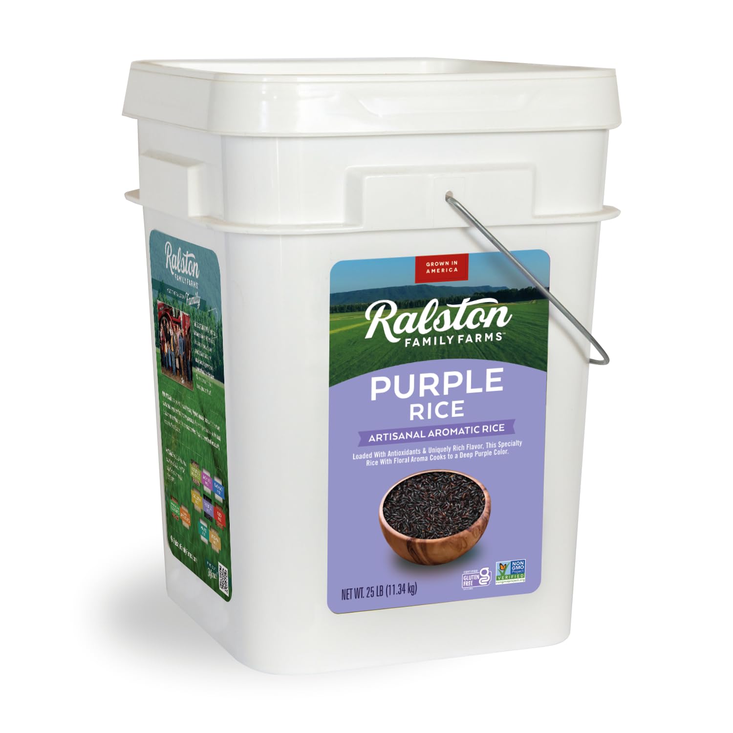 Ralston Family Farms Purple Rice 25 lb Bucket, American Grown, Non-GMO, Naturally Gluten Free