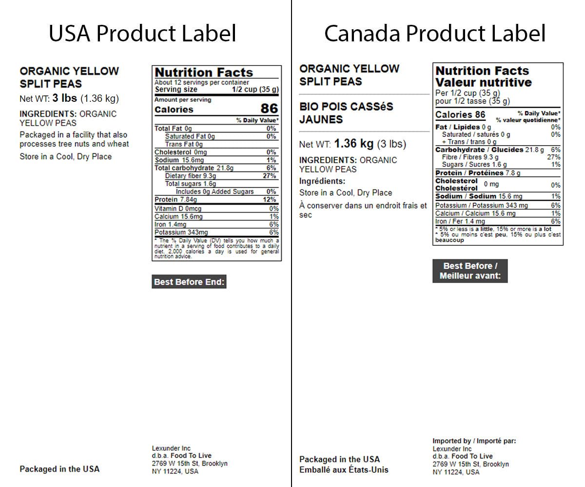 Food to Live Organic Split Yellow Peas, 3 Pounds - Dry Non-GMO Pulses. Legumes in Bulk. Good Source of Protein and Fiber. Easy t