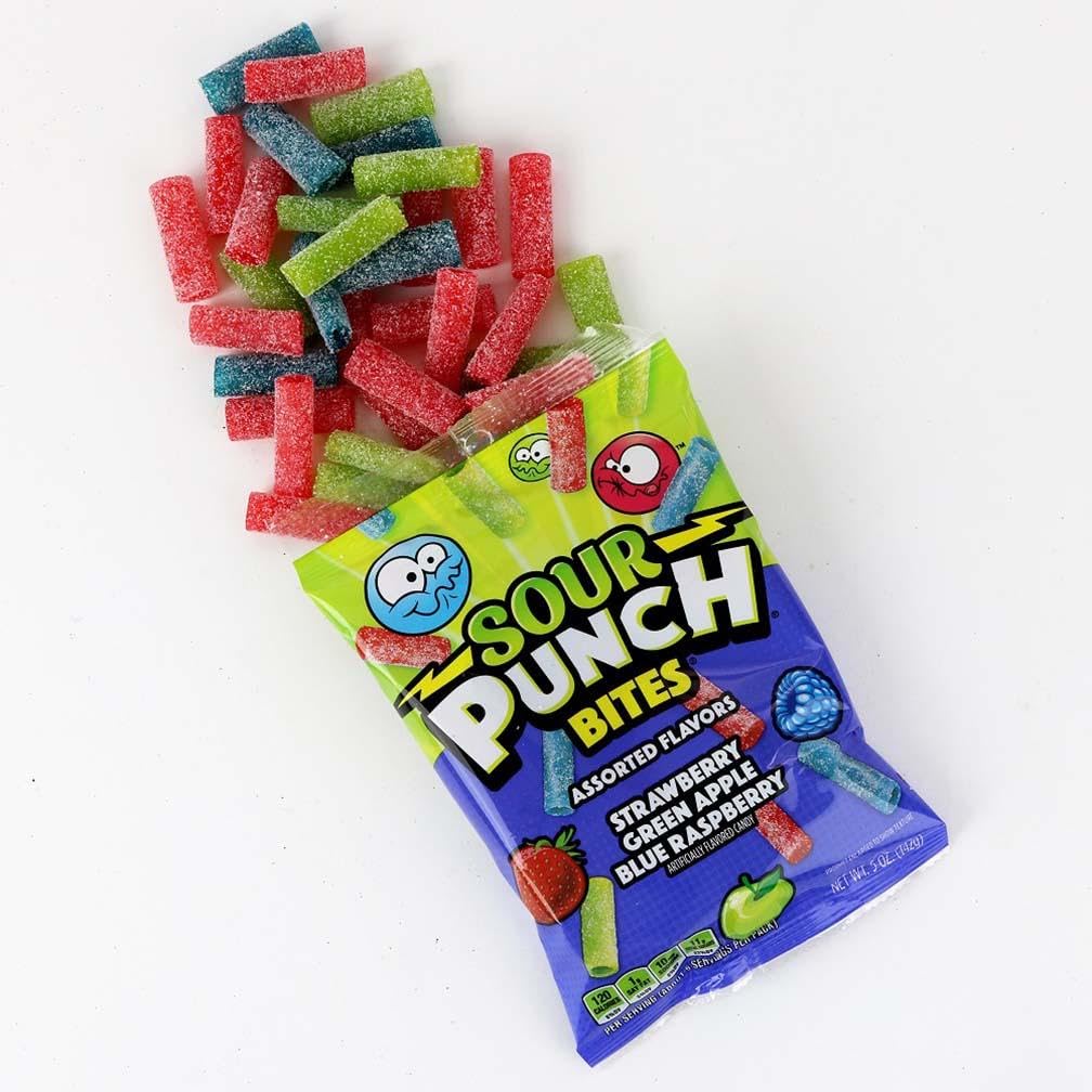 Sour Punch Bites, Assorted Sweet & Sour Fruit Flavors, Chewy Candy, 5 Ounce (Pack Of 12)