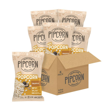 Heirloom Truffle Mini Popcorn By Pipcorn - 4.5Oz 6Pk - Healthy Snacks, Gluten Free Snacks, Heirloom Corn, Salty Snacks, Black Tr