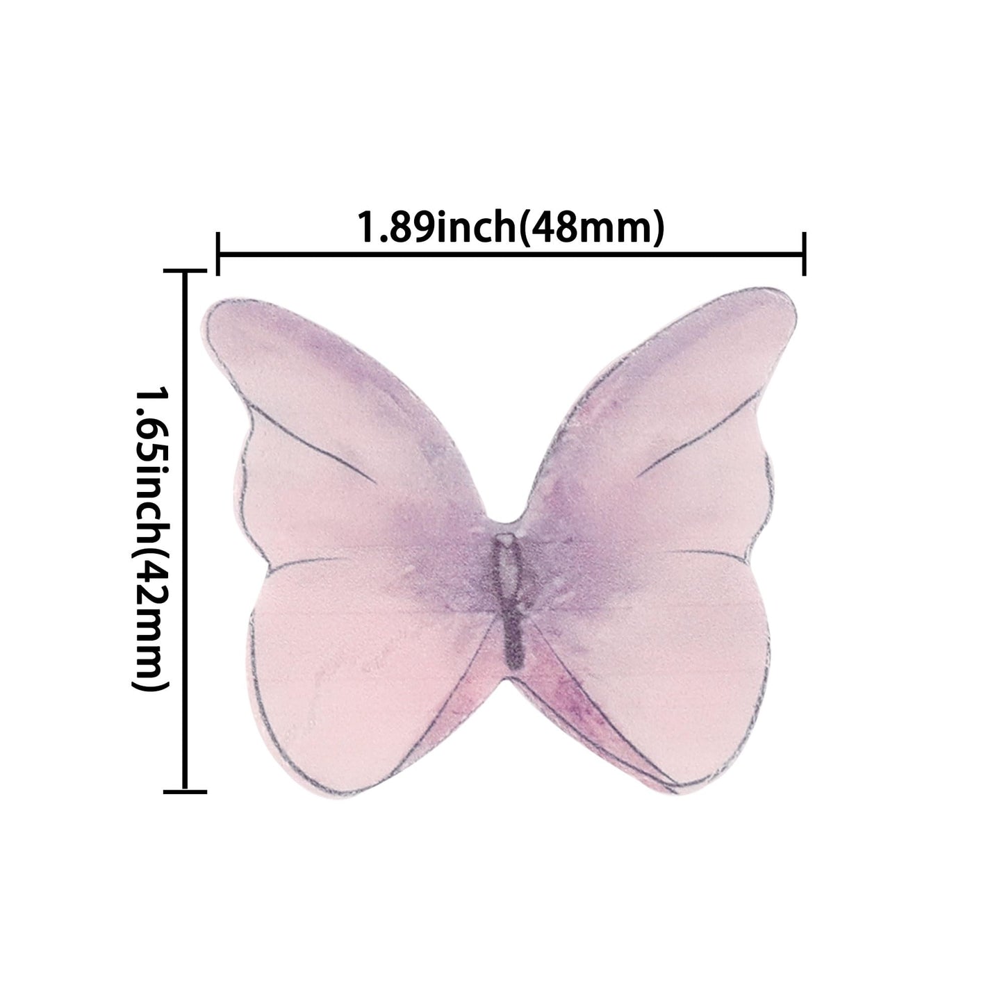 Gyufise 48Pcs Edible Butterfly Cake Decorations - Wafer Paper Butterflies & Cupcake Toppers - Purple