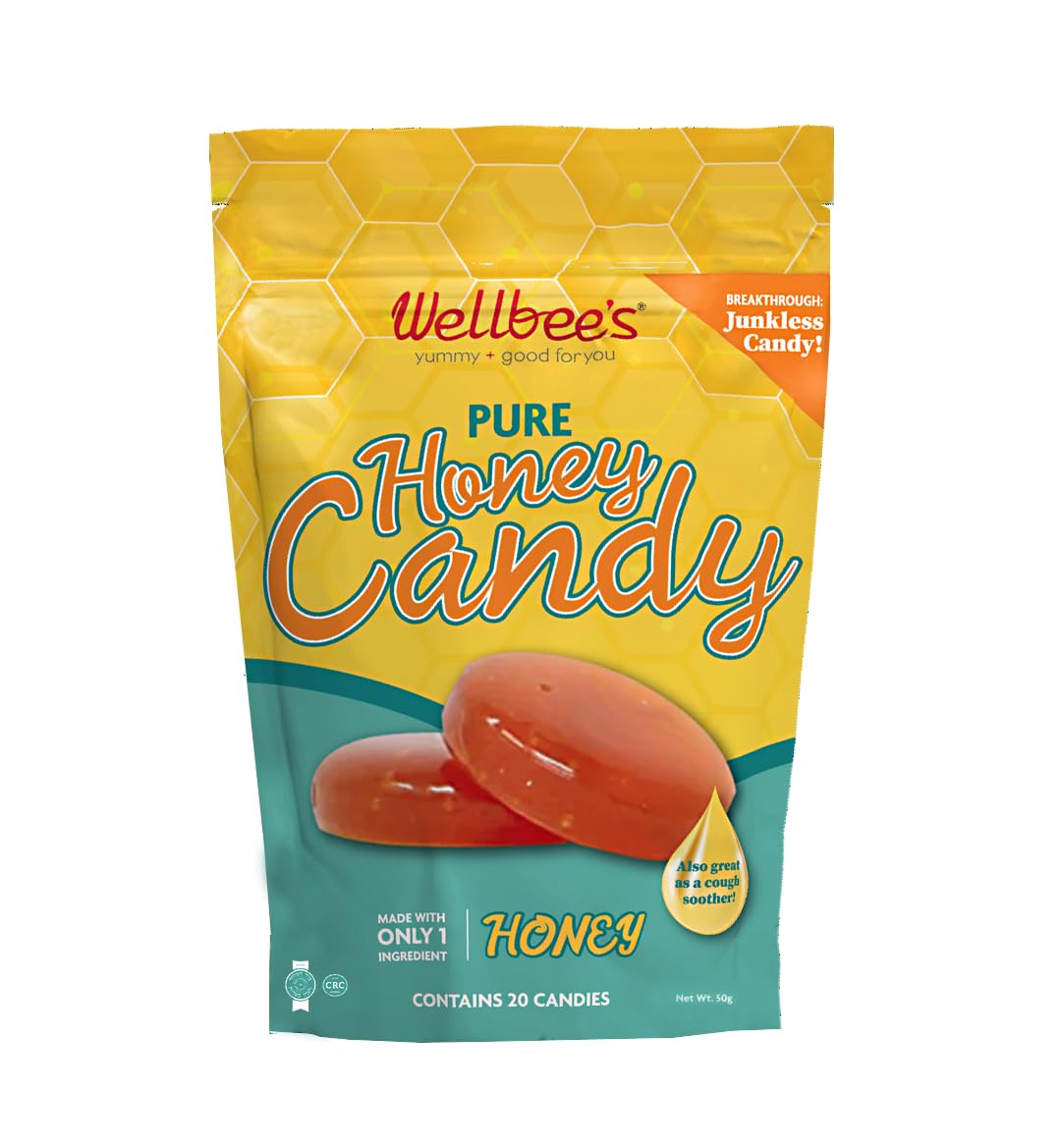 Wellbees 100% Pure Honey Candy - No Additives - Healthy - Single Ingredient - Paleo Friendly And SCD Approved - Natural Cough D