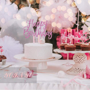 Yuinyo Handmade Glitter Happy Birthday Cake Topper, Happy Birthday Cake Bunting Decor,Birthday Party Decoration Supplies (Purple