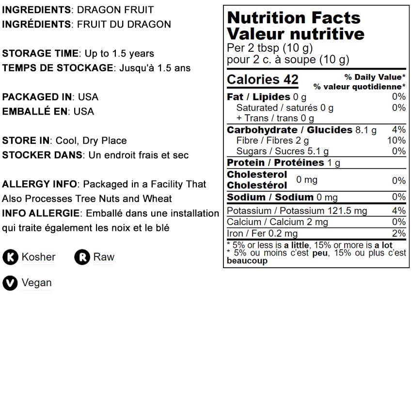 Food To Live - Red Dragon Fruit Powder, 4 Ounces - Freeze-Dried Pitaya, Vegan Superfood, Dehydrated Dragonfruit Is Rich In Vitam