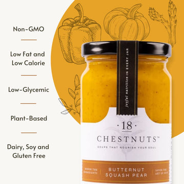 18 Chestnuts Plant Based Soup - Butternut Squash Pear Soup Bundle, Plant Based & Gluten Free - 3 Jar Pack (16Oz)