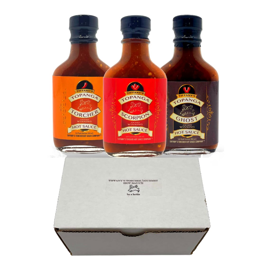Tiffanys Torcher Hot Sauce Gift Set - Award Winning Assorted Variety Pack - 3 Bottles, 3.8 Fl Oz Each