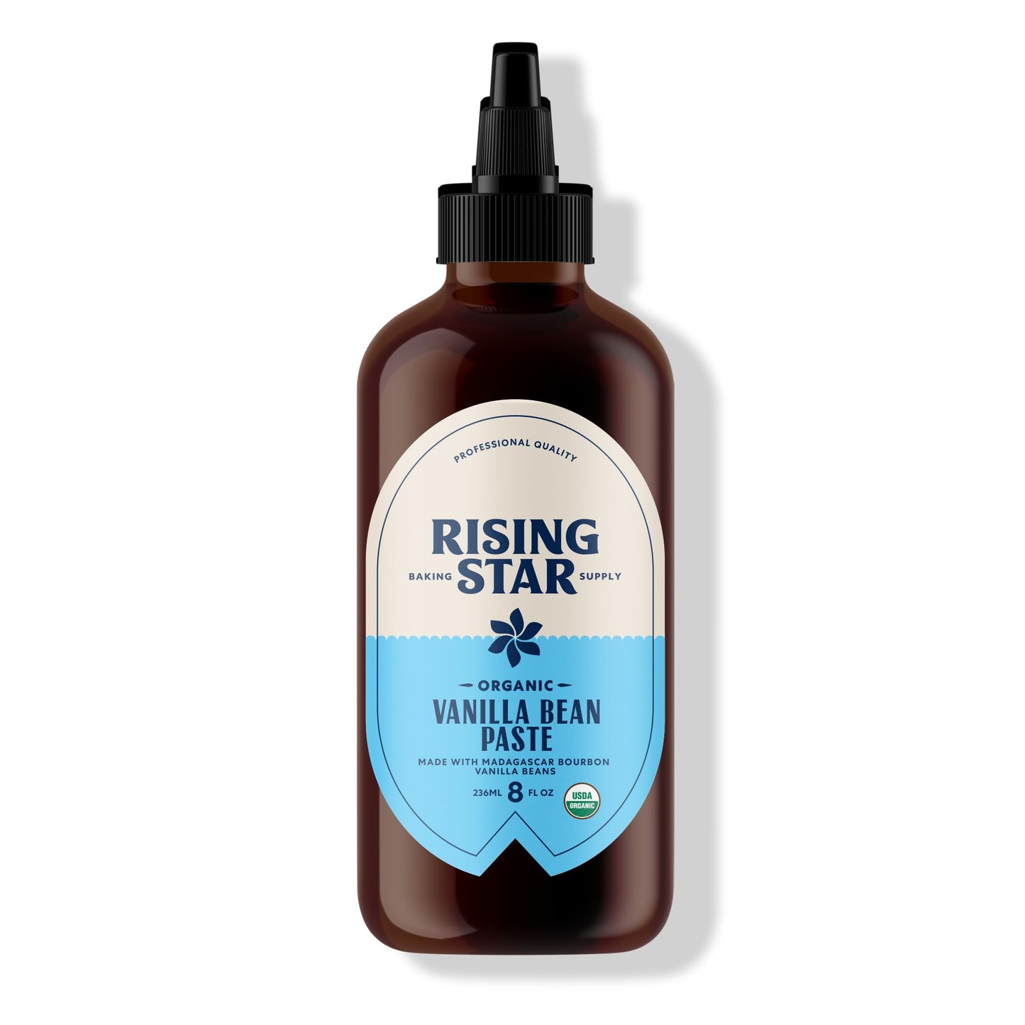 Rising Star Organic Vanilla Bean Paste - Non-GMO, Vegan, Gluten-Free - 8 oz Squeeze Bottle