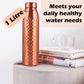 Norman Jr, Hammered Copper Water Bottle 1 Ltr Extra Large - An Ayurvedic Pure Premium Copper Vessel- Drink More Water, Lower Sug