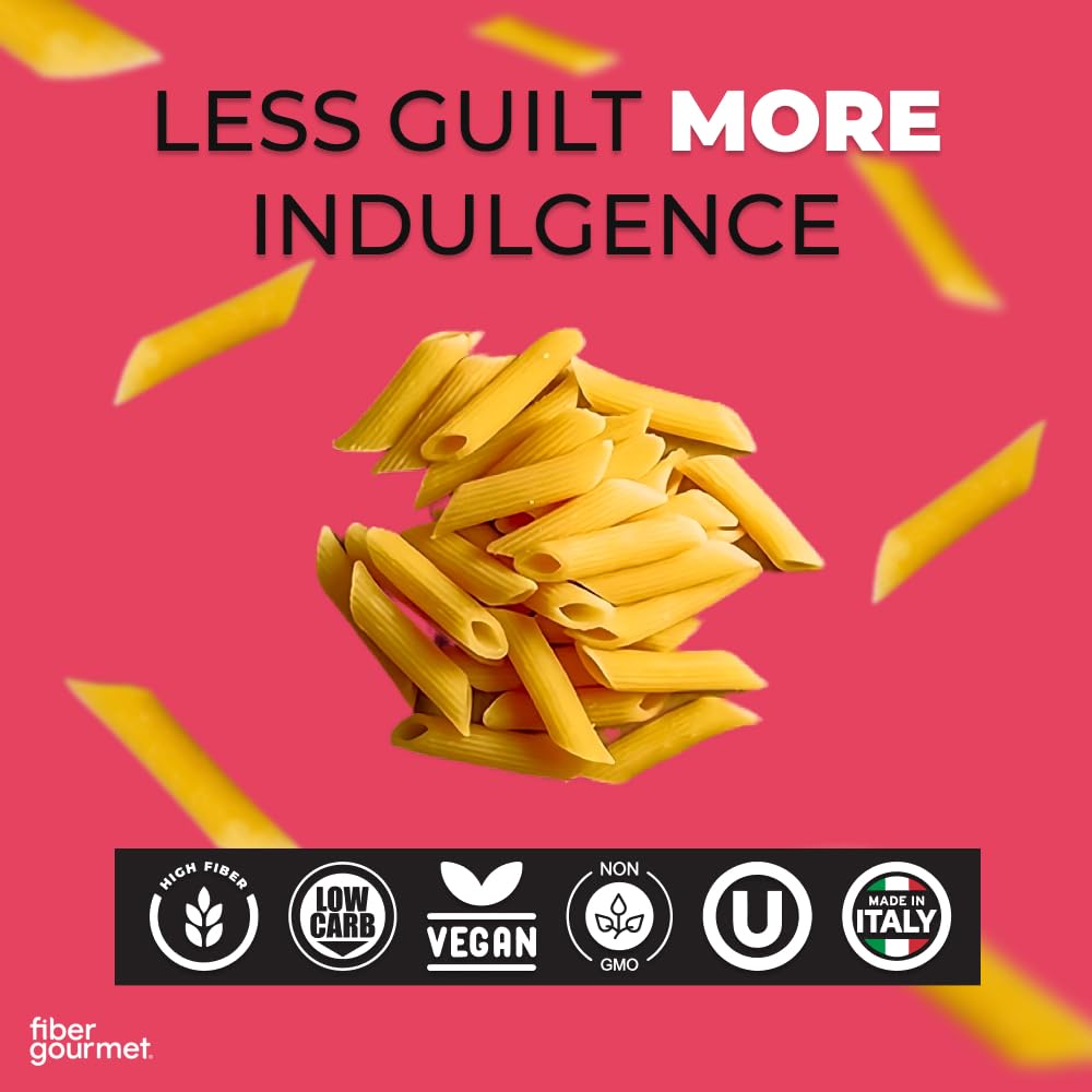 Fiber Gourmet Pasta - Light Penne Pasta - Low Net Carb, Fiber-Rich, Low Calorie, Healthy Pasta - Made in Italy, Kosher, Vegan, N
