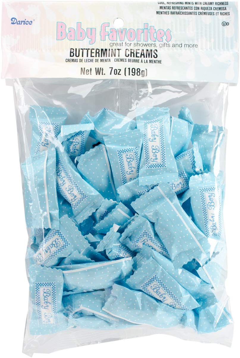 Darice Individually Wrapped Buttermints, Baby Boy, 50-Pieces - Great Tasting Mints - Ideal for Baby Shower Favors, Fun Addition 