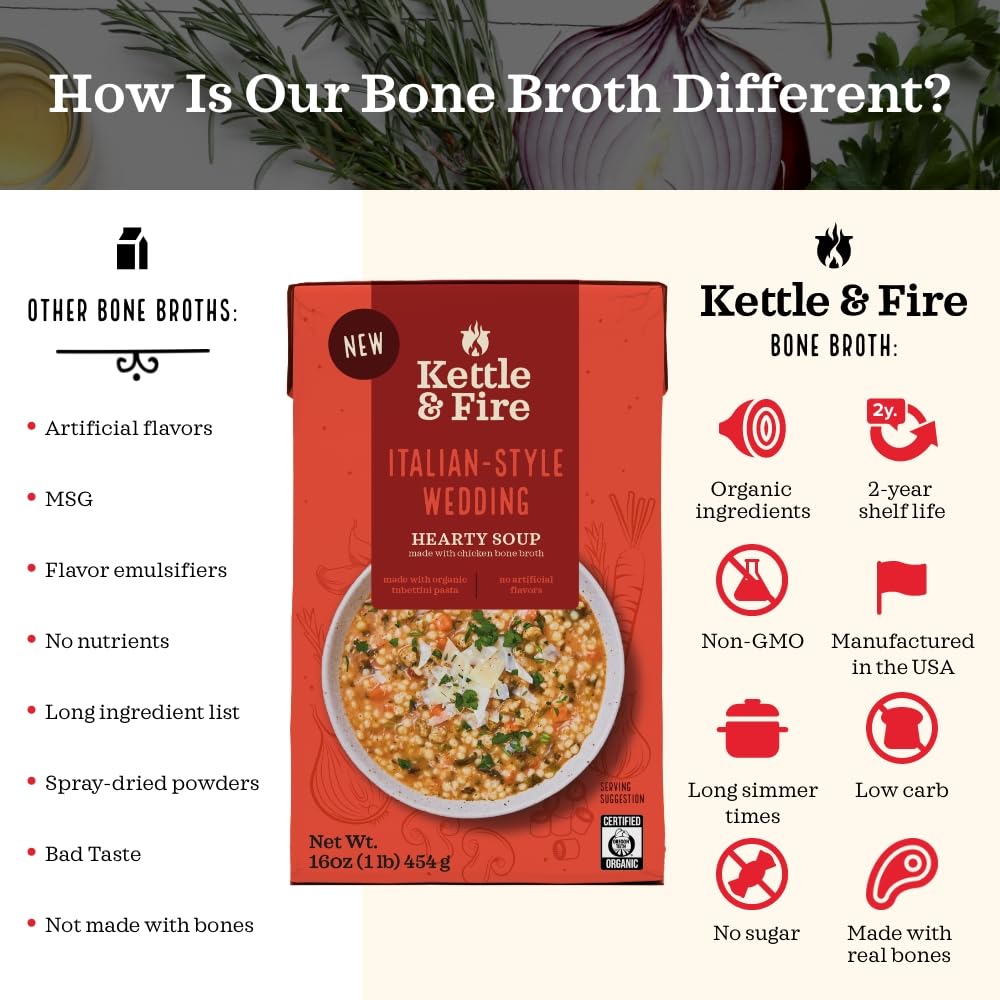 Kettle & Fire Italian-Style Wedding Hearty Soup, 6 Pack