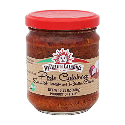 Pesto Calabrese Sundried Tomatoes & Ricotta Cheese | Spicy Italian Seasoning Made with Authentic Calabria Red Onions & Olive Oil