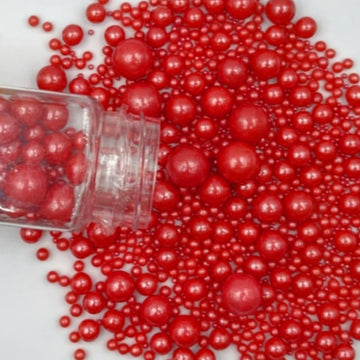 Gevog 1 Bottle Red Pearls Sprinkles Mixing Edible Cake Cupcake Sprinkles For Wedding Valentines Party Baking Cupcake Cookie Ice