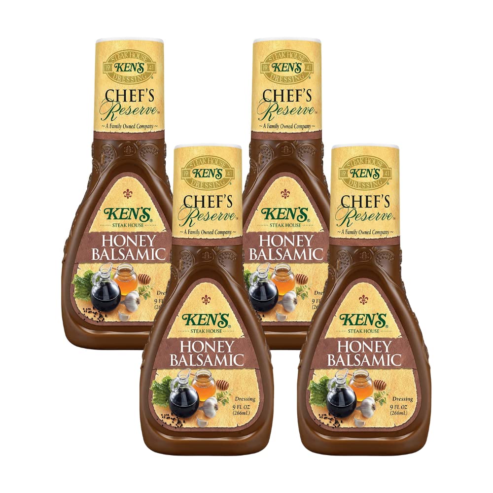 Ken's Steak House Chef's Reserve Honey Balsamic Dressing, 9 OZ (Pack of 4)
