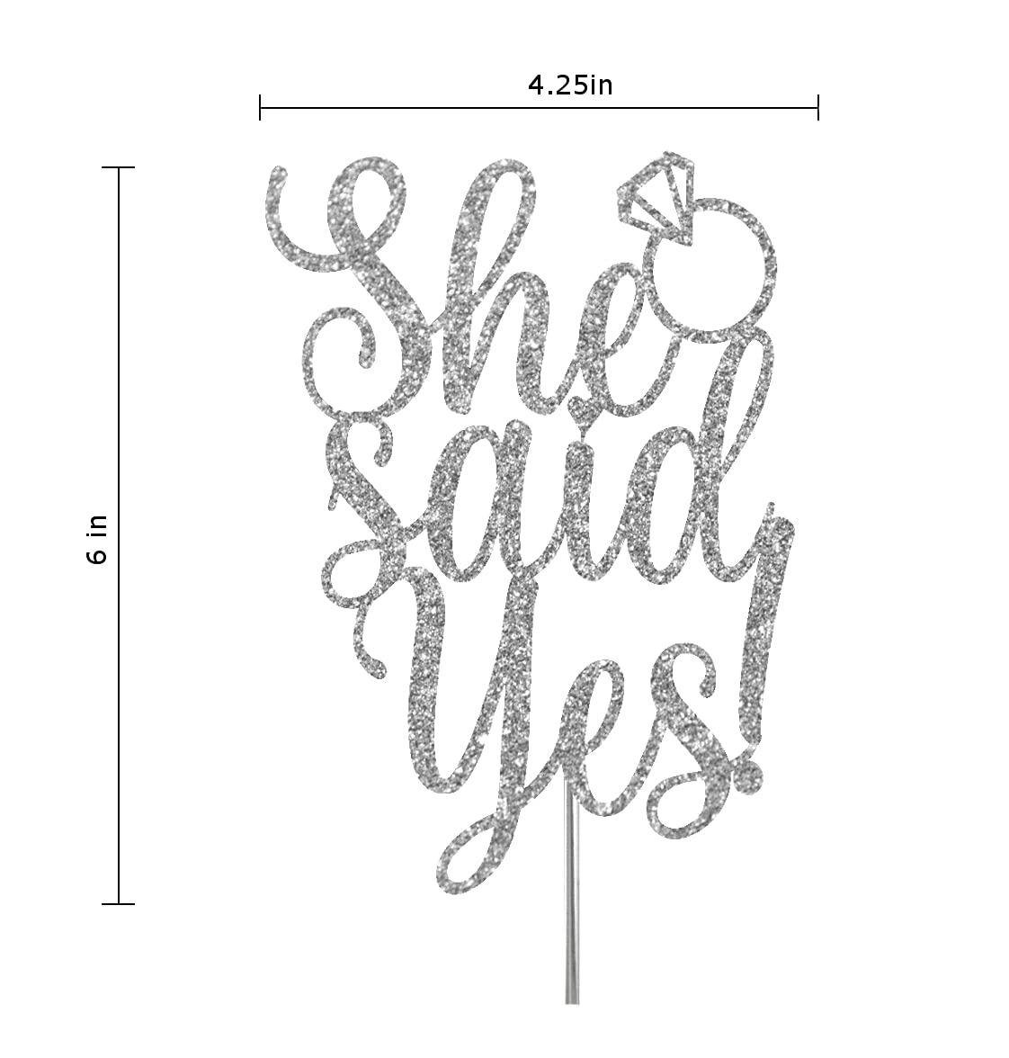 She Said Yes Glitter Cake Topper, Wedding Party Decorations Ideas, Anniversary, Bachelorette, Engagement, Premium Quality Decora