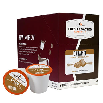 Fresh Roasted Coffee, Caramel, Flavored Coffee Pods, 24 Count