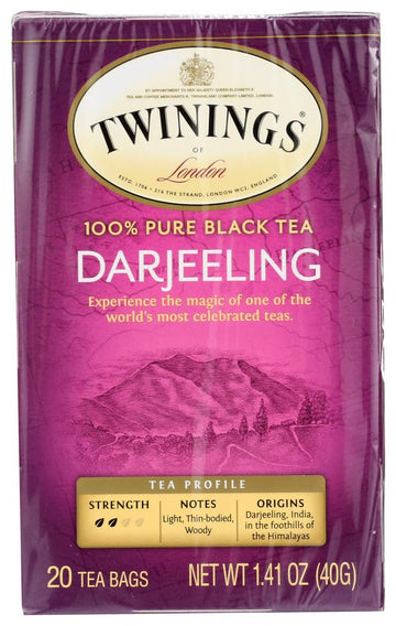 Twinings Darjeeling Tea, 20 Tea Bags per Box (Pack of 3 Boxes)
