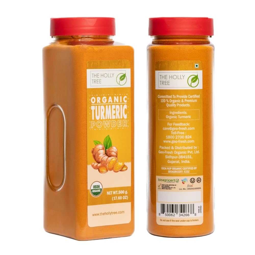 Organic Turmeric Powder 17.60 oz - Turmeric Powder Organic for Cooking  Drinks & Skin - USDA Certified  Ground Turmeric Spice  Gluten Free - The Holly Tree