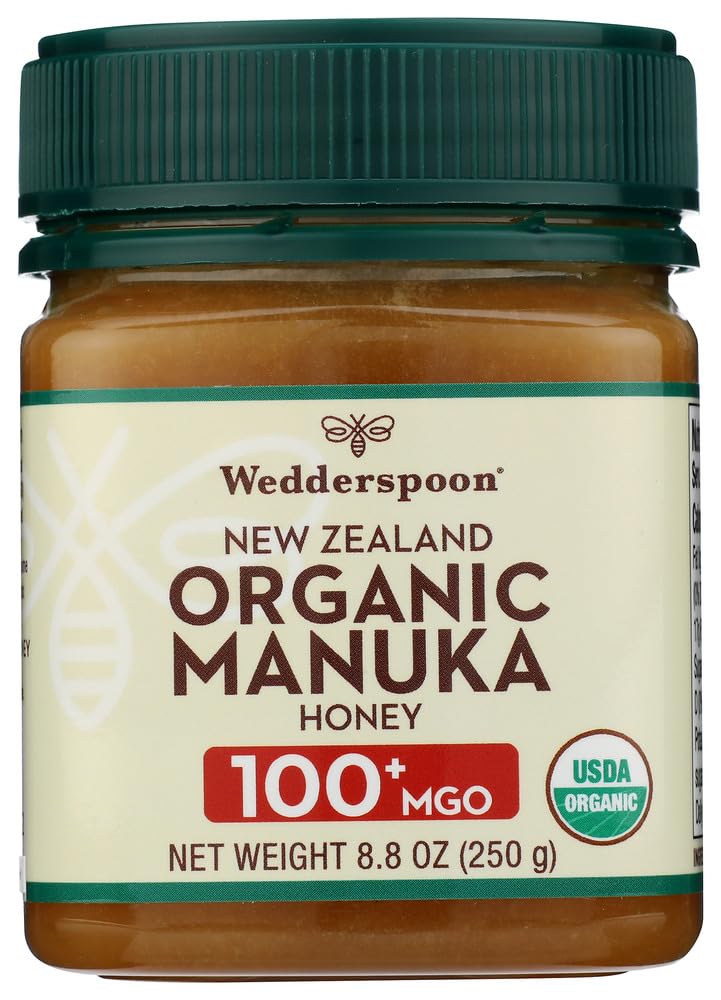 Wedderspoon Raw enhanced USDA Certified Organic Manuka Honey  100+ MGO  8.8 Oz  Unpasteurized New Zealand Honey  From Our Hives to Your Home