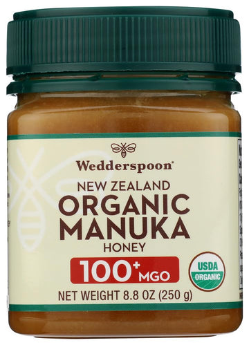 Wedderspoon Raw enhanced USDA Certified Organic Manuka Honey  100+ MGO  8.8 Oz  Unpasteurized New Zealand Honey  From Our Hives to Your Home